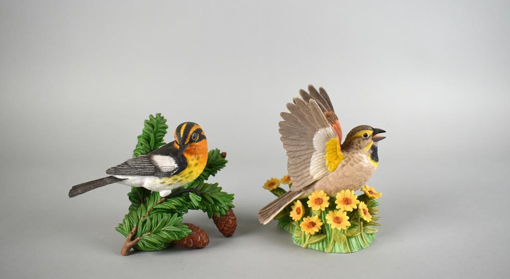Two Lenox Porcelain Bird Figurines: Blackburnian Warbler & Dickcissel