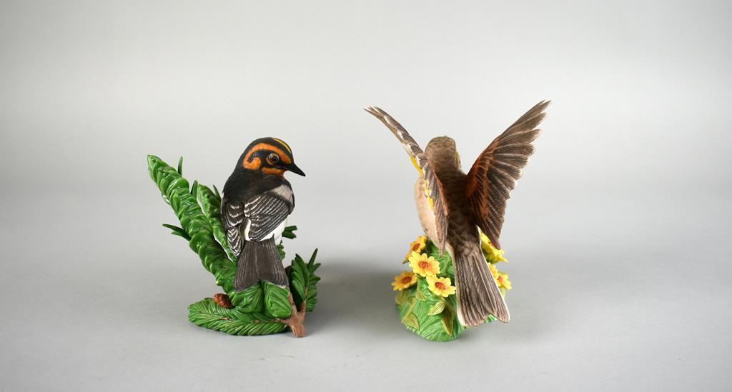 Two Lenox Porcelain Bird Figurines: Blackburnian Warbler & Dickcissel