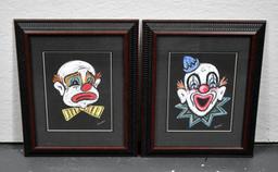 Fulmer (XX-XXI) Pair of Clown Face Pastels, Signed