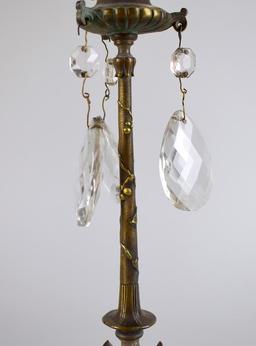 Pair of Elegant Brass Candlesticks with Prisms, Hoof Feet