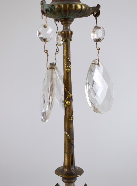 Pair of Elegant Brass Candlesticks with Prisms, Hoof Feet