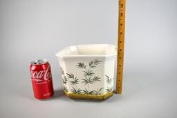 Hand Painted Octagonal Planter with Mallard Duck Theme, Italy