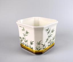 Hand Painted Octagonal Planter with Mallard Duck Theme, Italy