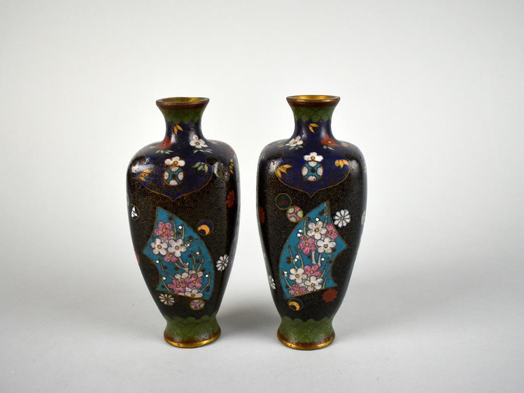 Pair of Small Oriental Cloisonne Vases