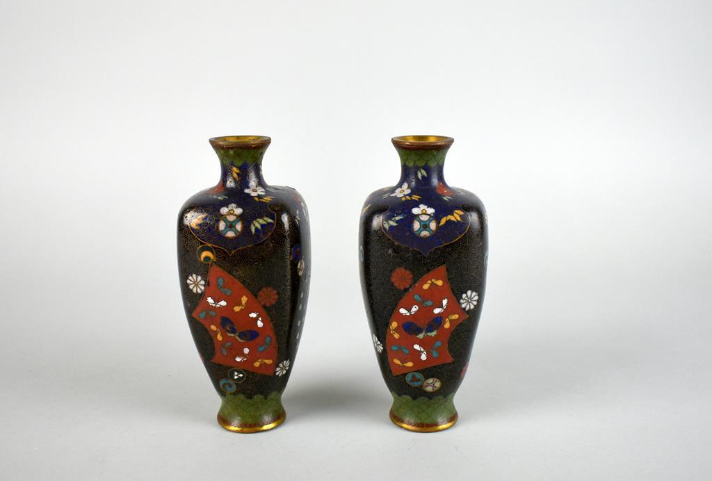 Pair of Small Oriental Cloisonne Vases