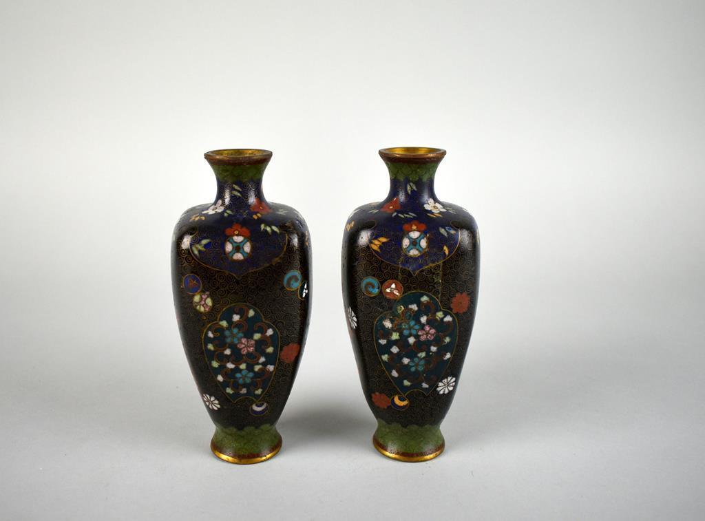Pair of Small Oriental Cloisonne Vases