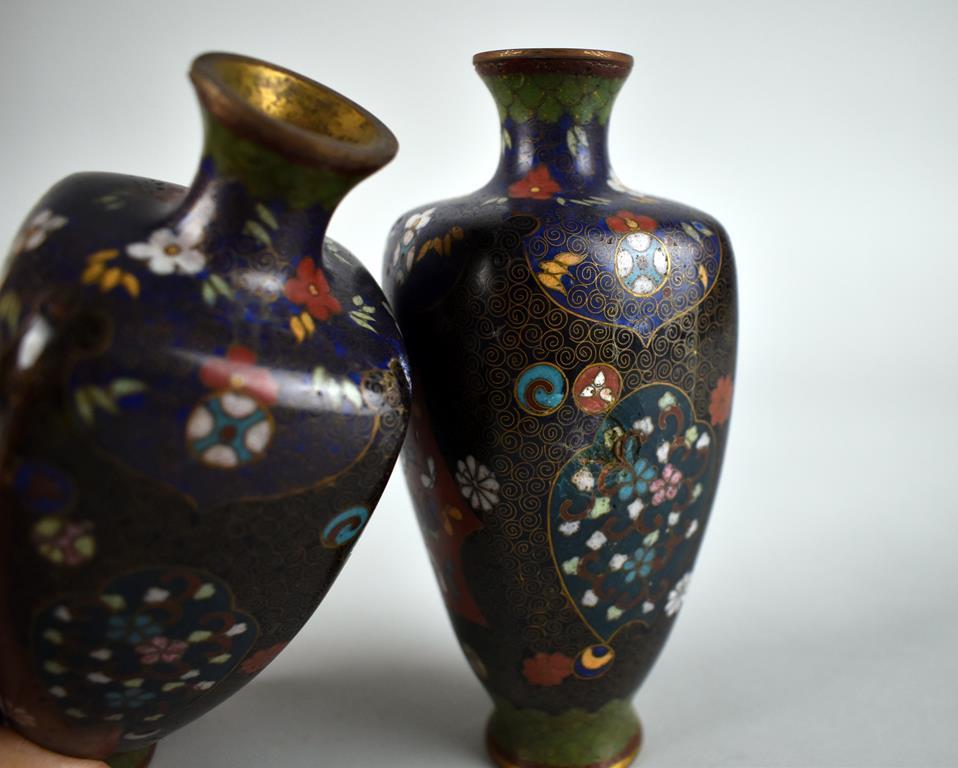 Pair of Small Oriental Cloisonne Vases