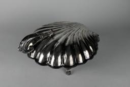 Vintage Silver Plate Shell Serving Dish with Paw Feet