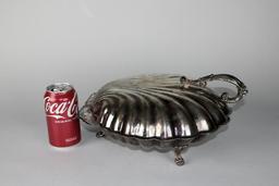 Vintage Silver Plate Shell Serving Dish with Paw Feet