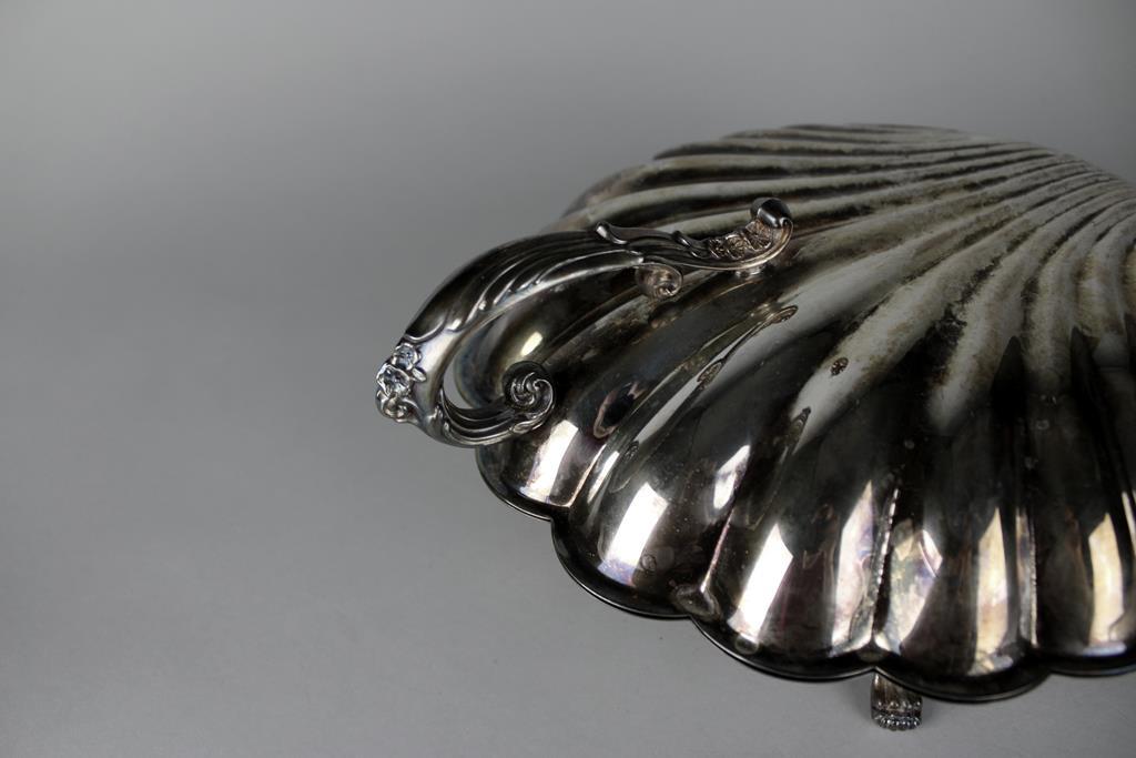 Vintage Silver Plate Shell Serving Dish with Paw Feet