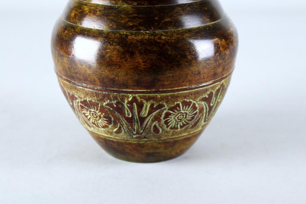 Antique Lidded Bronze Urn with Engraved Floral Design