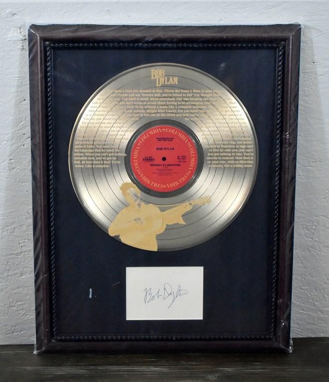 Bob Dylan “Highway 61 Revisited”  Gold Record Commemorative Framed with Certificate of Authenticity