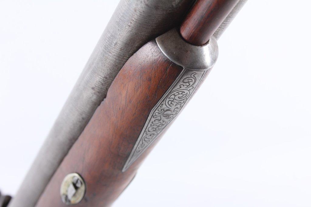 Engraved H. Mende Damascus 16G Percussion Shotgun