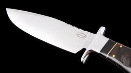CFK Custom Ram's Horn Bowie Knife w/ Scabbard