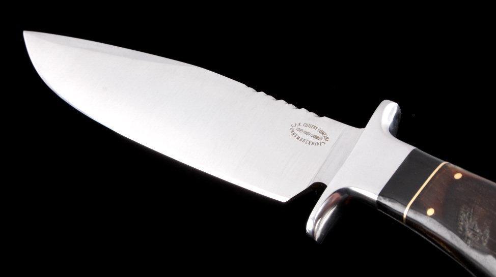 CFK Custom Ram's Horn Bowie Knife w/ Scabbard
