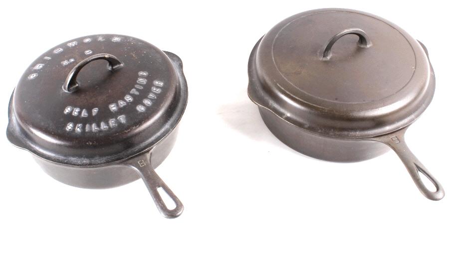 Griswold Cast Iron No 8 & 9 Skillets w/ lids
