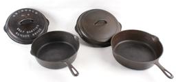 Griswold Cast Iron No 8 & 9 Skillets w/ lids