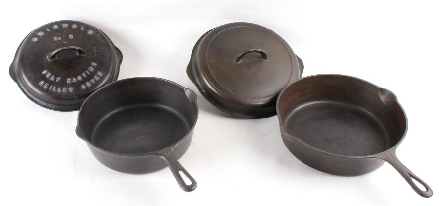 Griswold Cast Iron No 8 & 9 Skillets w/ lids