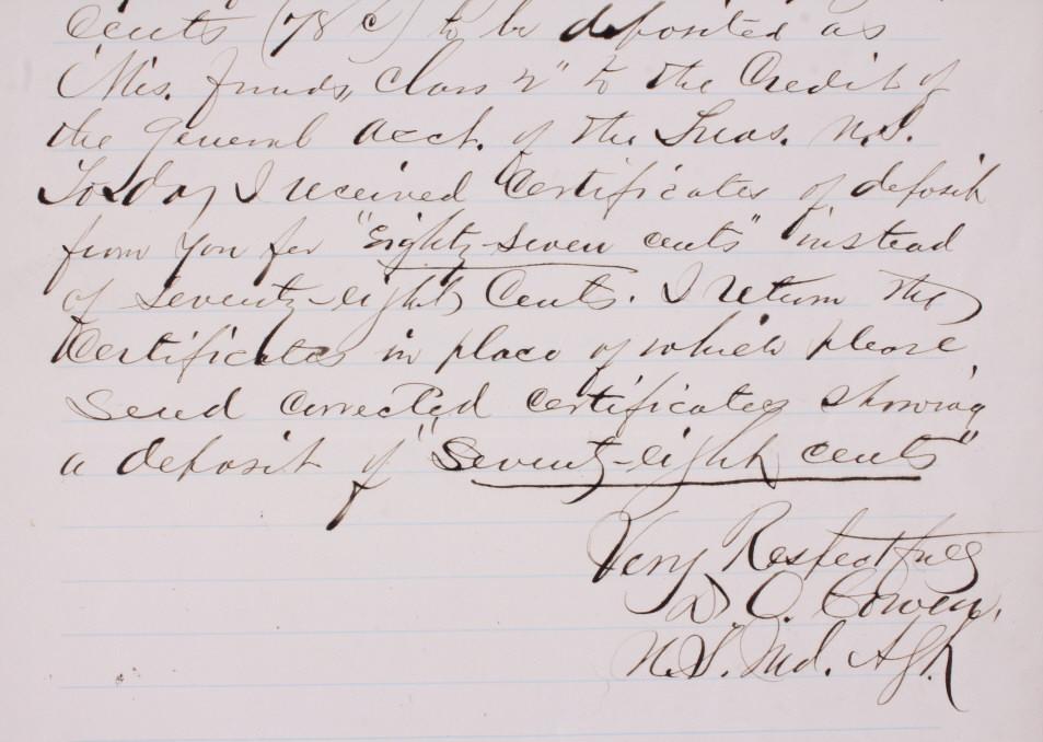 1887 Indian Agent in Mont. Terr.  Autograph Letter