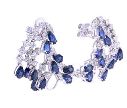 Luxury Blue Sapphire & Diamond 18k Gold Earrings