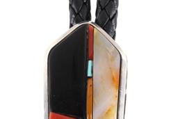 Navajo H. W. Sterling Silver Multi-stone Bolo Tie