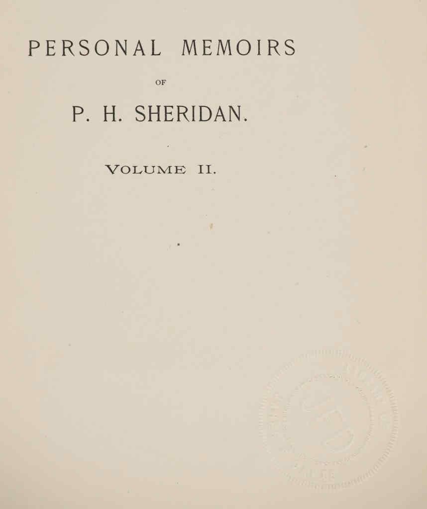 "Personal Memoirs of P.H. Sheridan" 1st Ed. 1888