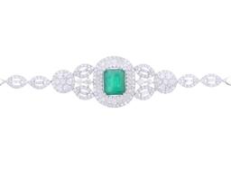 4.88ct Emerald & Diamond 18k White Gold Bracelet