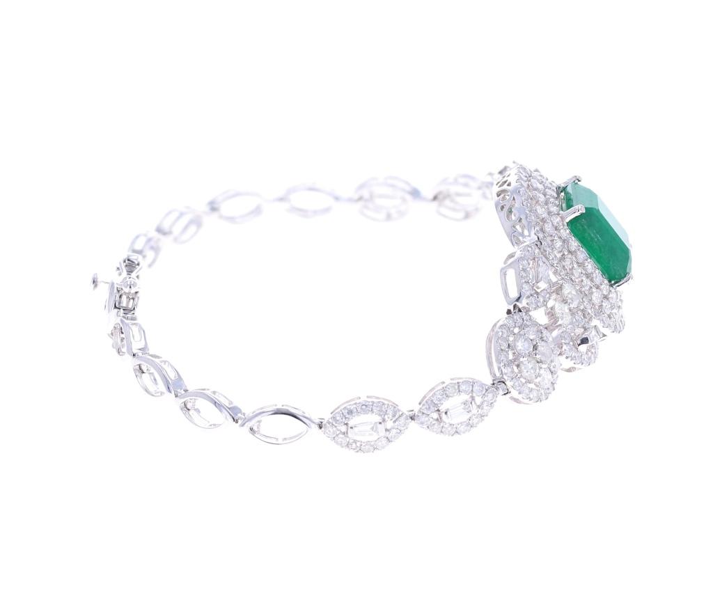 4.88ct Emerald & Diamond 18k White Gold Bracelet