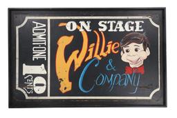 Willie & Company Ventriloquist Advertisement Sign