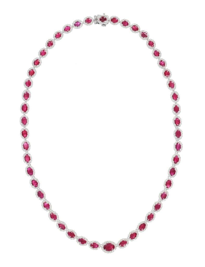 Burmese Ruby Diamond & Platinum PT950 Necklace