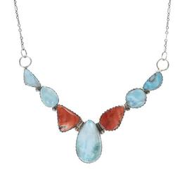 Navajo C. Begay Larimar & Spiny Oyster Necklace