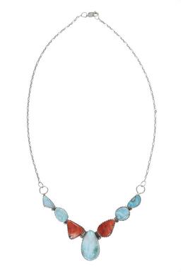 Navajo C. Begay Larimar & Spiny Oyster Necklace