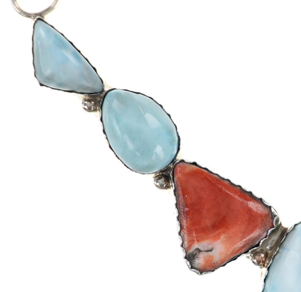 Navajo C. Begay Larimar & Spiny Oyster Necklace