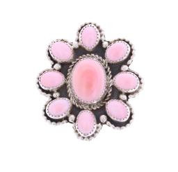 Navajo Roger Skeet Sterling Silver Pink Conch Ring