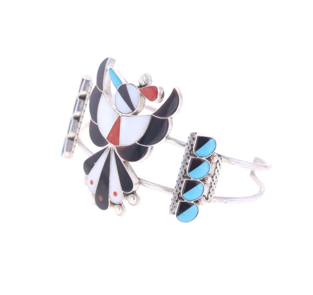 Zuni Leagus Ahiyite Inlaid Thunderbird Bracelet