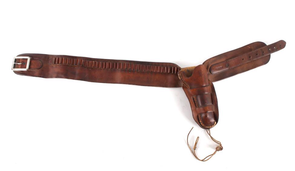 Antique Mexican Double Loop Leather Holster Belt