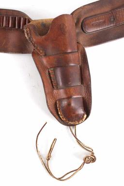 Antique Mexican Double Loop Leather Holster Belt