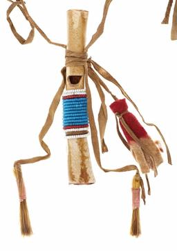 Northern Plains Beaded Whistle & Medicine Bundle