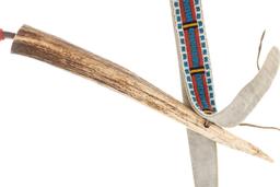 Ca. 1900- Blackfeet Elk Antler Quirt w/ Beadwork