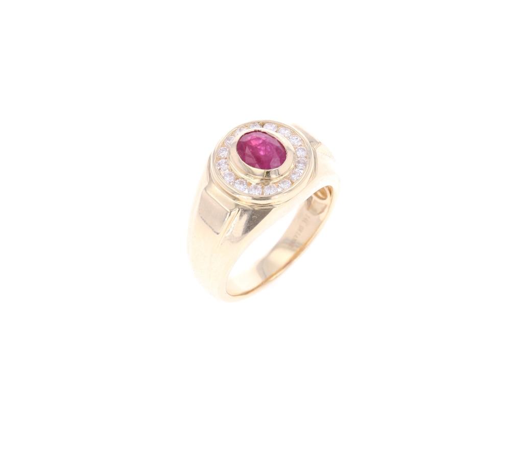 1.16ct Myanmar Ruby & VS2 Diamond 14k Gold Ring