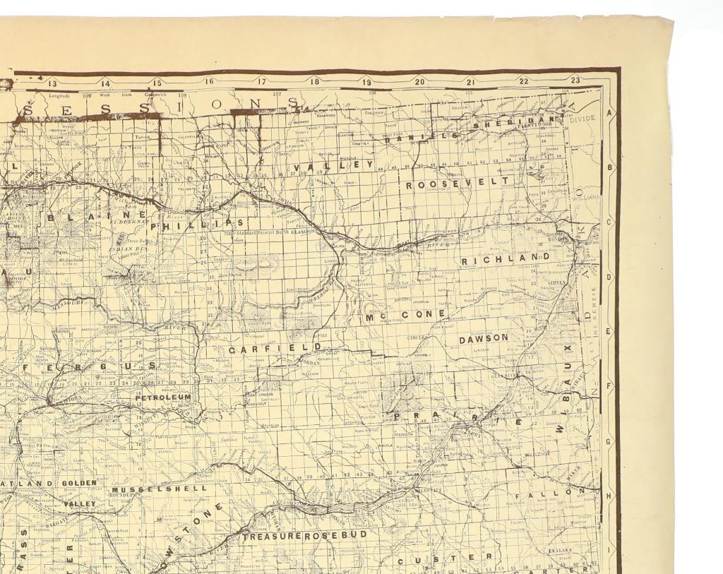 National Map Co. Map of MT Ed. 1264 circa 1940-50s