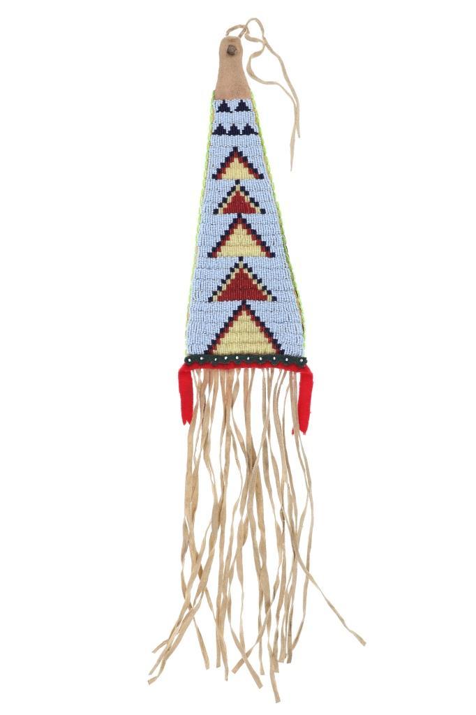 Blackfeet Beaded Hide Tomahawk Drop 20th Century