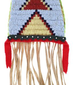 Blackfeet Beaded Hide Tomahawk Drop 20th Century