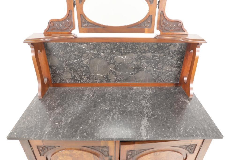 Edwardian Washstand Marble-Top Cabinet c 1890-1910