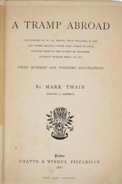 Rare 1882 "A Tramp Abroad", Mark Twain