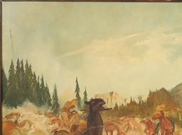 Beckett Oil on Board Manhunt Posse Painting 1930-