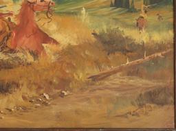 Beckett Oil on Board Manhunt Posse Painting 1930-