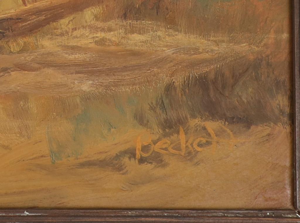 Beckett Oil on Board Manhunt Posse Painting 1930-