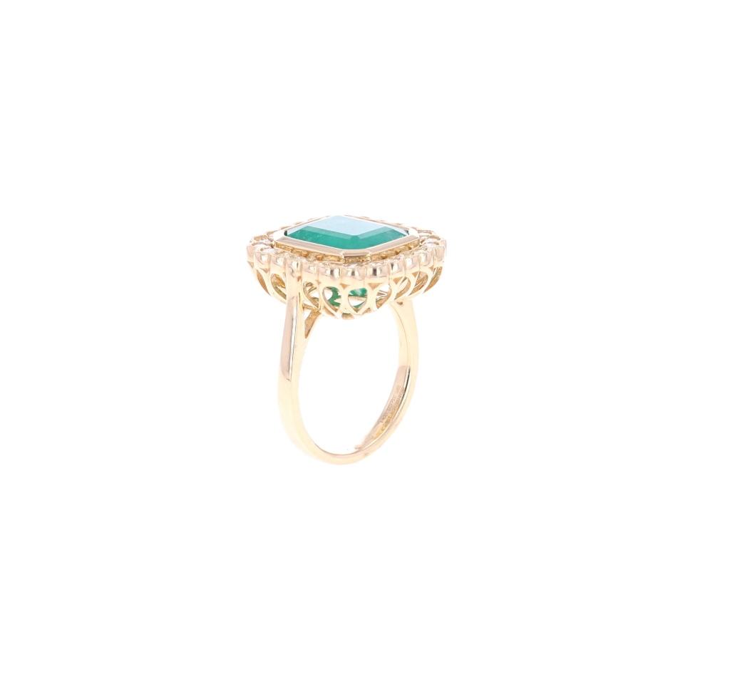 Opulent Emerald & Diamond 18K Yellow Gold Ring
