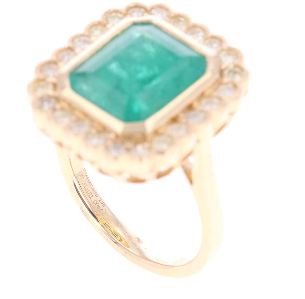 Opulent Emerald & Diamond 18K Yellow Gold Ring